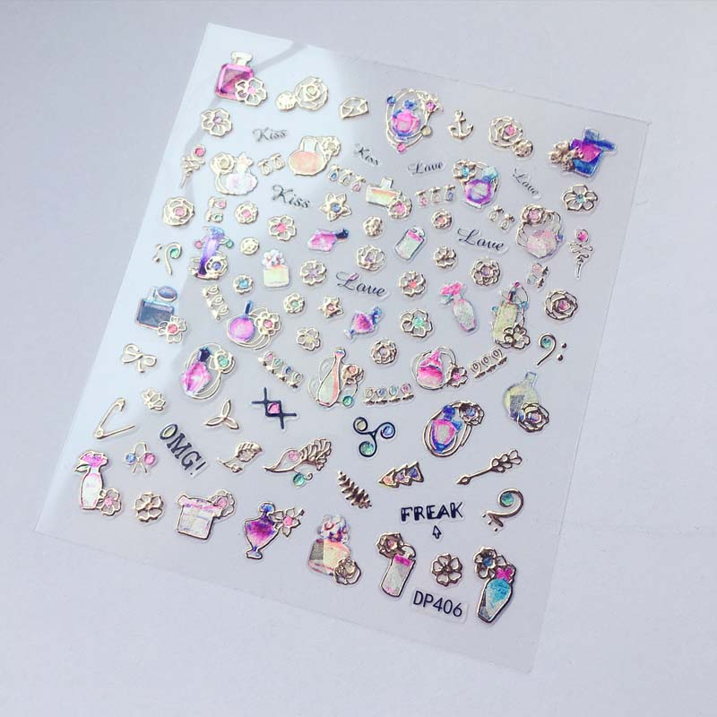 3D Metal Jewelry Designer Charging Nail Stickers Akan Kusoshi